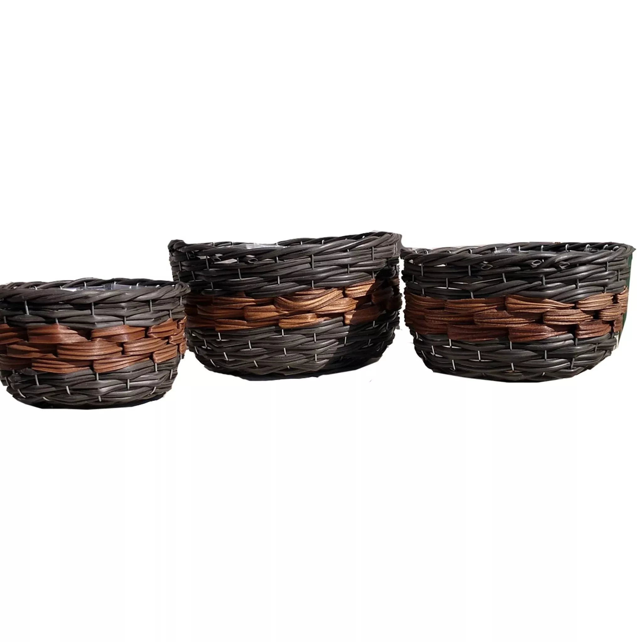 Gardener Select Two-Tone Woven Wood Planter Set