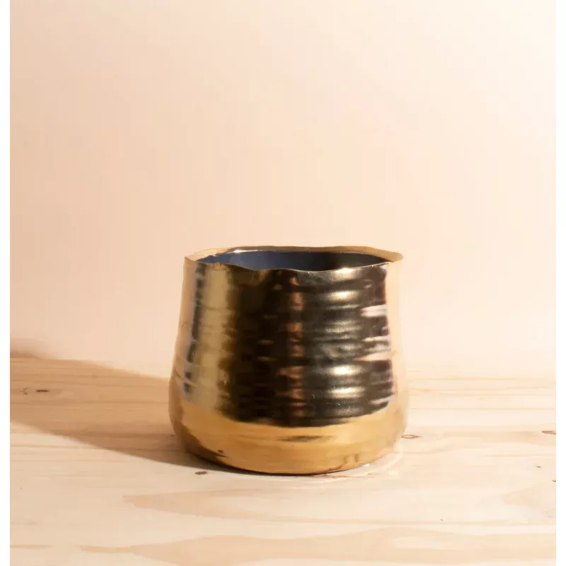 Gold Hand Thrown Ceramic Planter