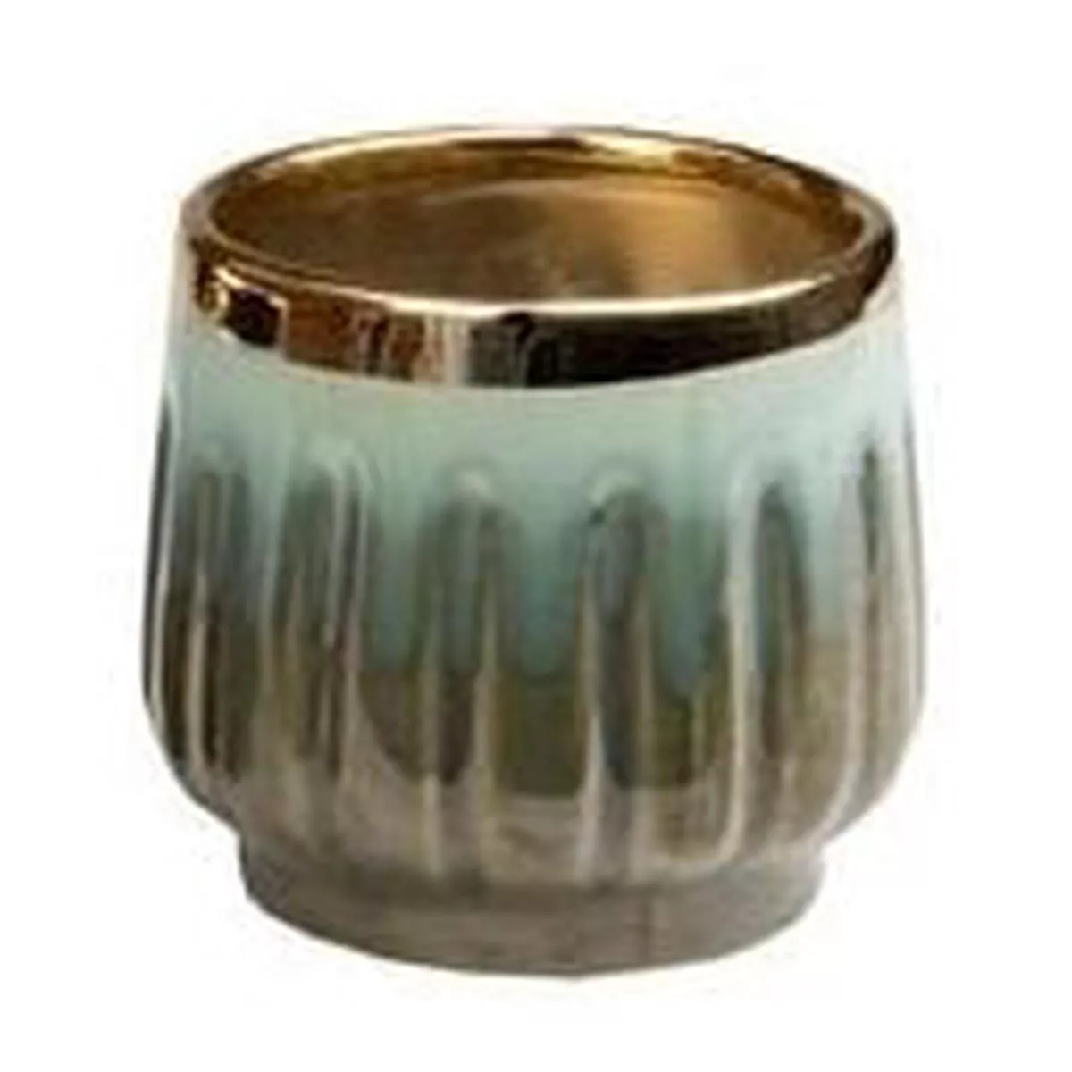 Green Reactive Drip Planter with Gold Rim