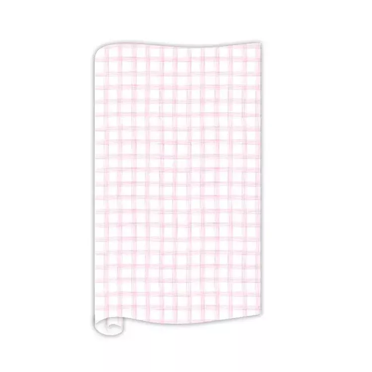 Hand Painted Delicate Pink Plaid Wrapping Paper