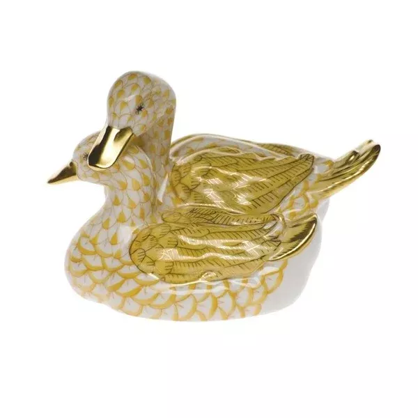 Herend Pair Of Ducks – Butterscotch
