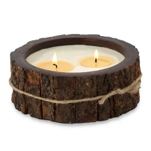 Himalayan Tree Bark Pot 2-Wick Candle – Campfire Scent (26oz)