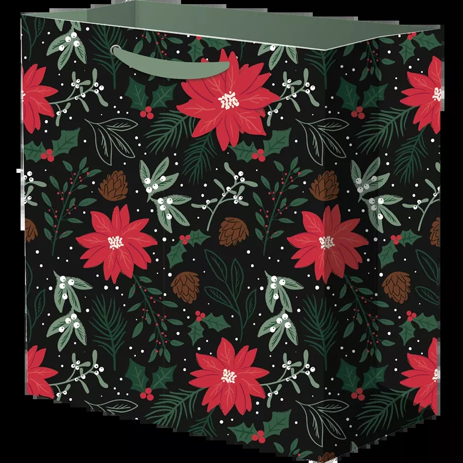Holly Day Cheer Poinsettia Large Gift Bag