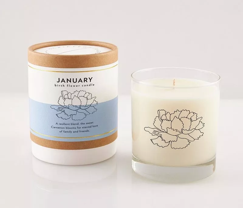 January Birthday Flower Candle