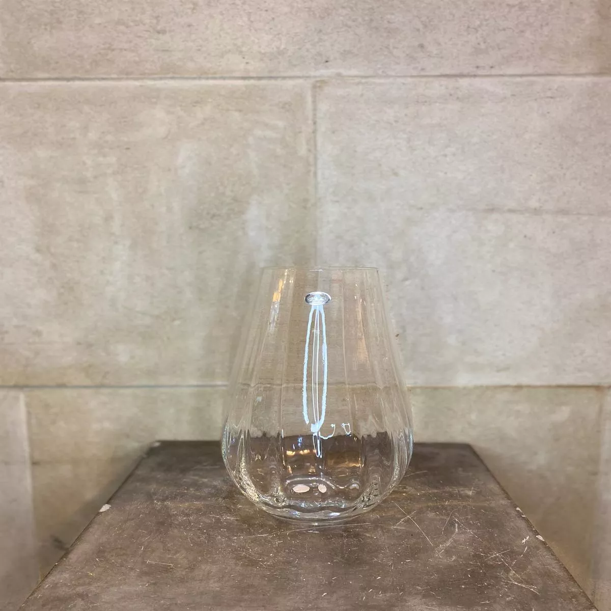 Large Wide Optic Glass Vase