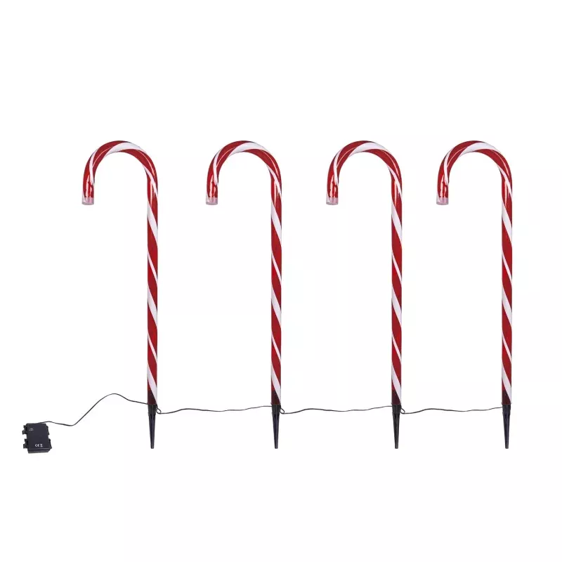 LED Candy Cane Garden Stakes, 30in, Set of 4