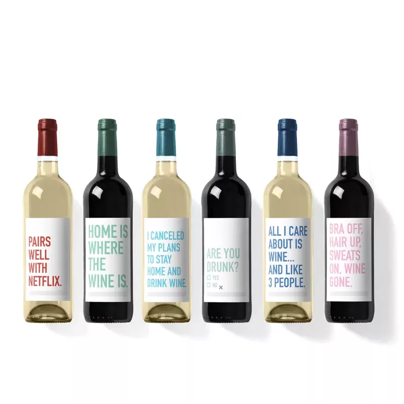 Let's Stay Home Collection Wine Labels