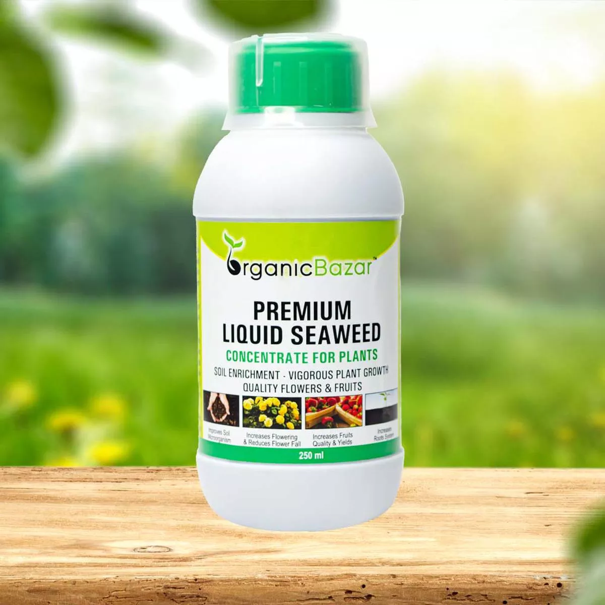 Liquid Seaweed Concentrate Fertilizer for Plants 250 ml with Measuring Cup