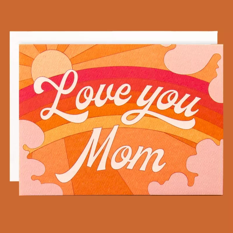 Love You Mom Rainbow Card | Peach