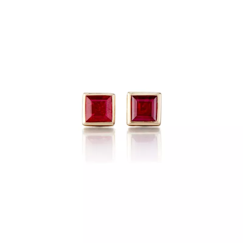 Mini Princess Earrings in Rubies