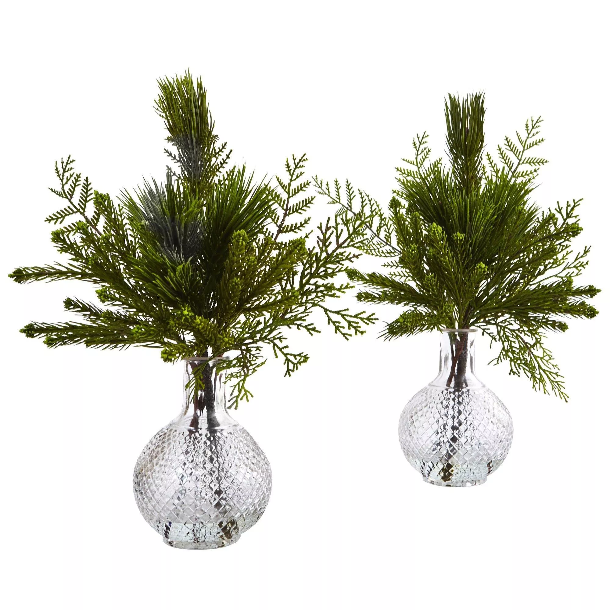 Mixed Pine in Glass Vase