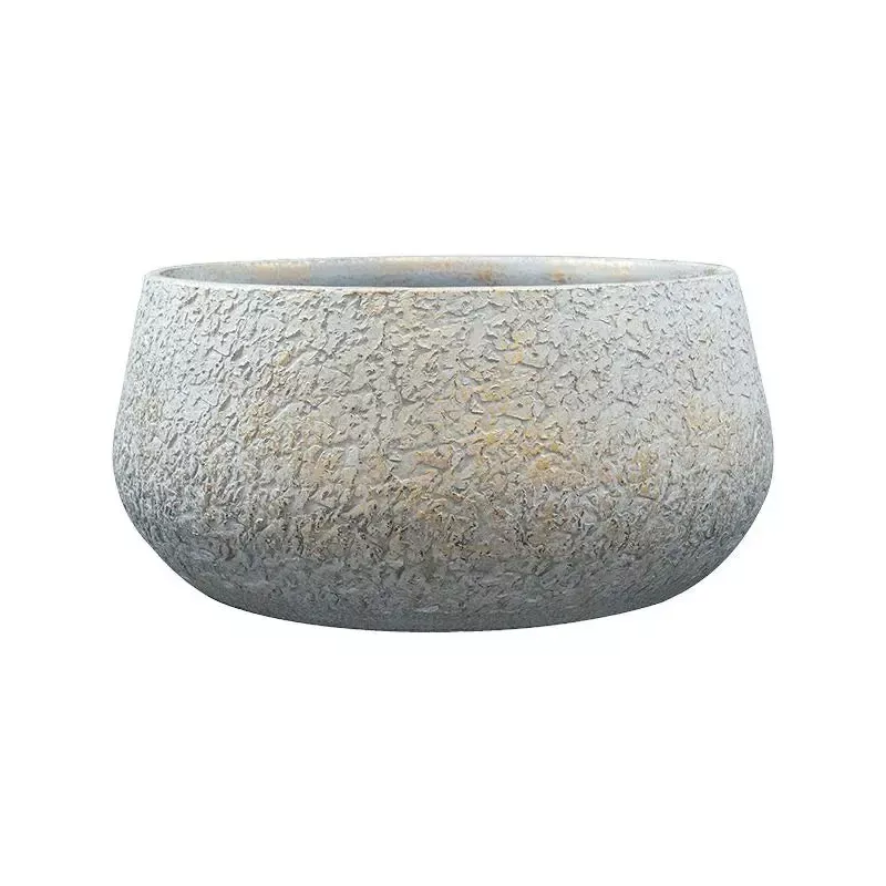 Noor Plant Pot 13cm Height 23cm Dia Bowl Metallic Grey