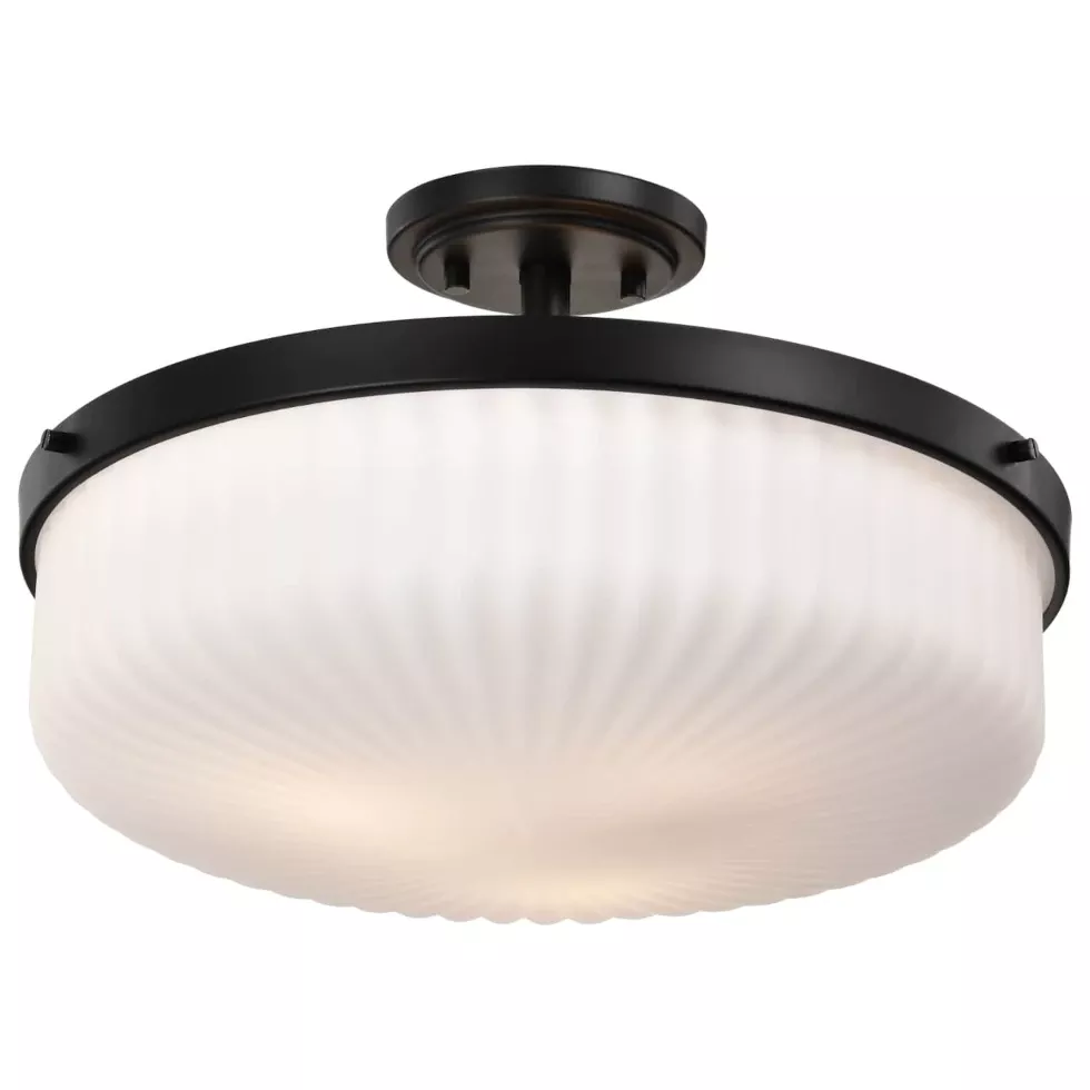Nuvo Solara Semi Flush Mount Light – Matte Black Finish