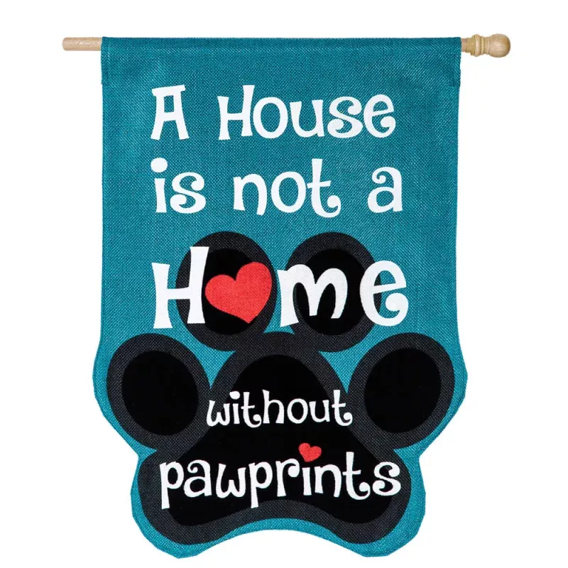 Pawprints Burlap House Flag