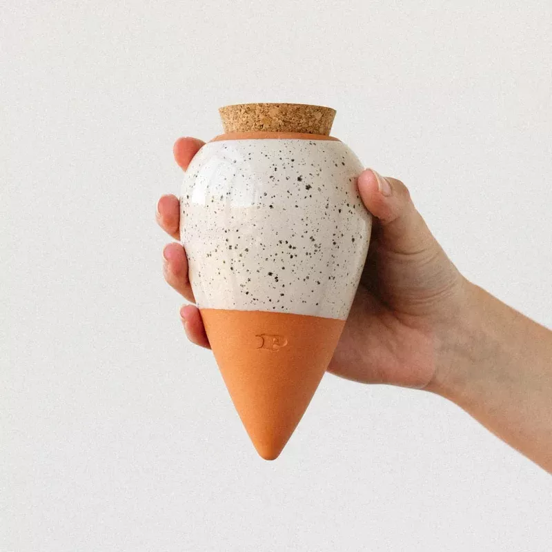 Pepin Self Watering Olla Speckled White
