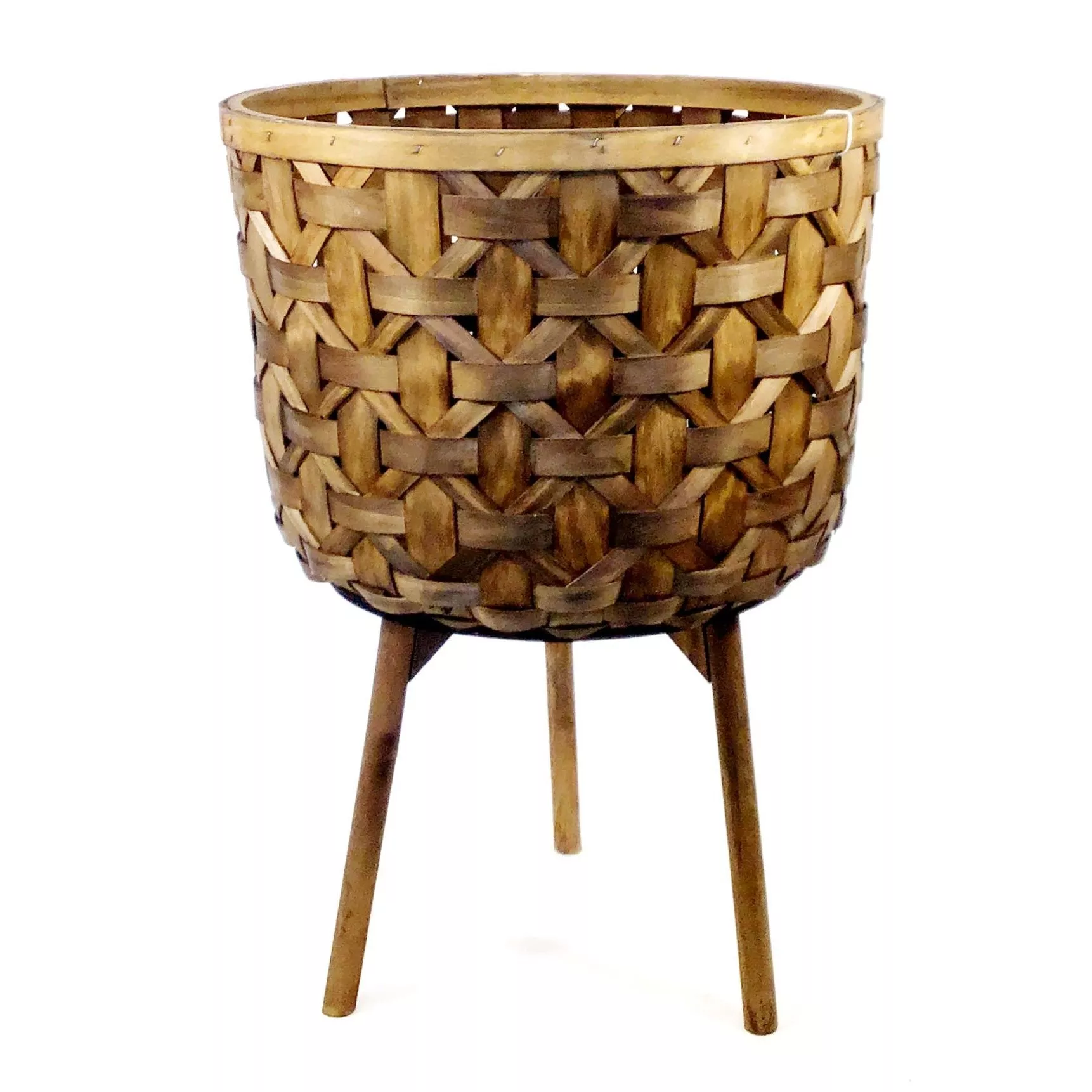 Planter, Woven Slat Basket Plant Stands Large