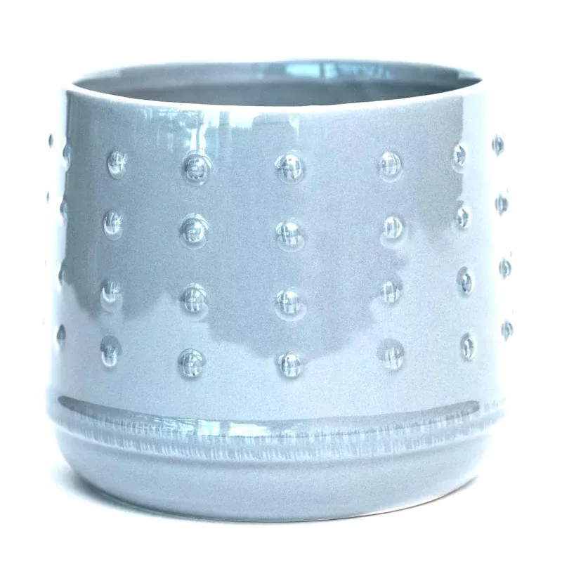 Pot, 4in, Ceramic, Dolomite, Raised Dotted, Grey