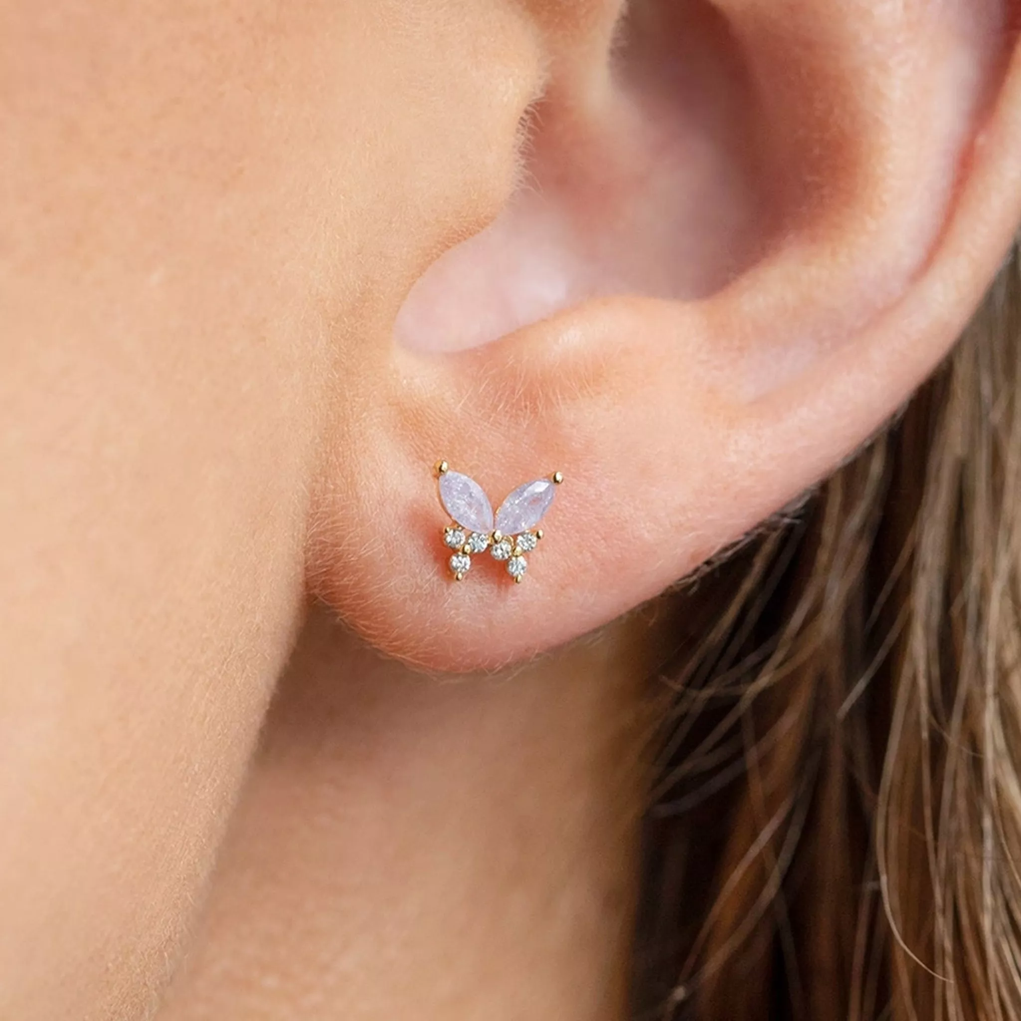 Remember Me Butterfly Studs | Gold/Lavender