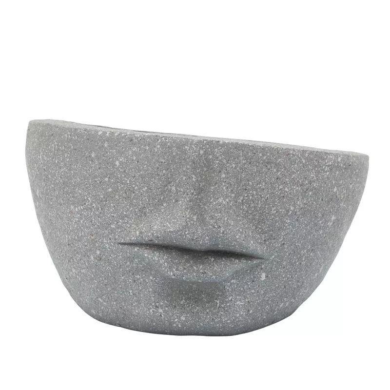Resin 12″ Slanted Half-Face Planter, Cement