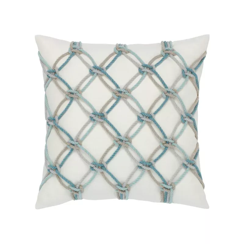Rope Indoor/Outdoor Pillow, Aqua Square