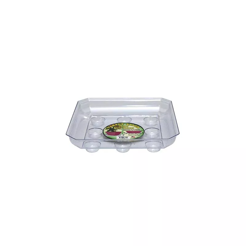 Saucer, 8in, Plastic, Square Carpet Saver, Footed