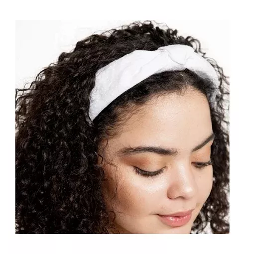 Seersucker Top Knot Headband – White