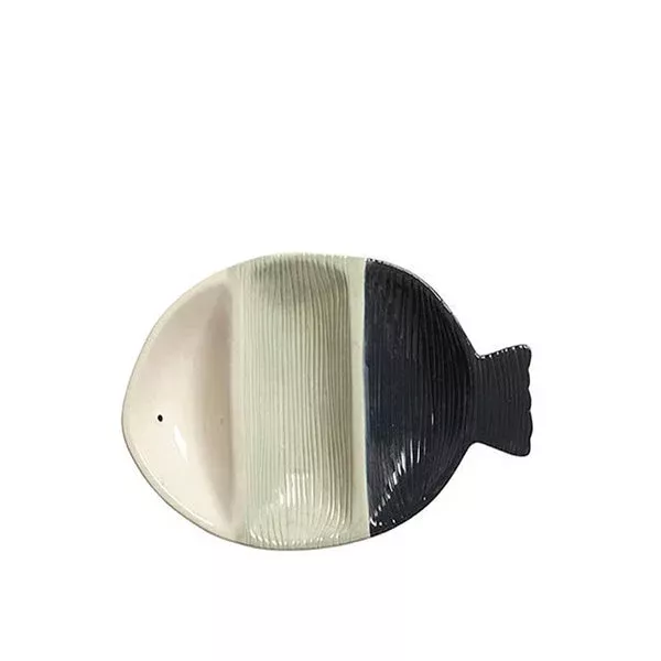Serving Dish 3 Part Fish Navy