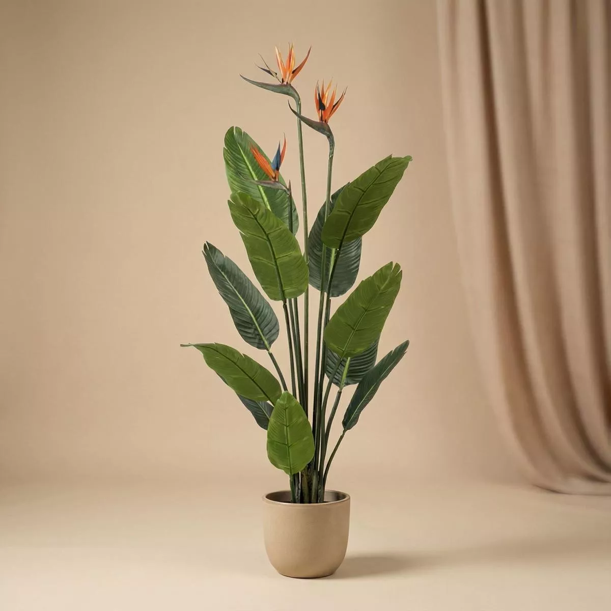 Strelitzia with Flowers120cmIn Black PotArtificial Plant