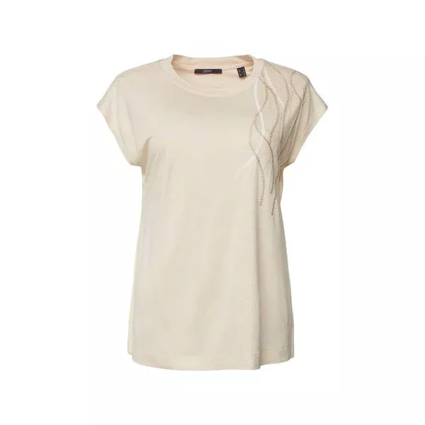 T-Shirt Print Viscose Short Sleeve Dusty Nude