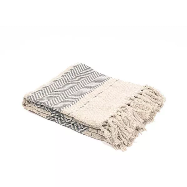 Throw Chevron Stripe Cotton Grey