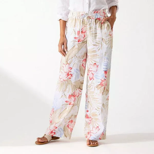 “Tommy Bahama” Easy Pant High Rise Delicate Flora White