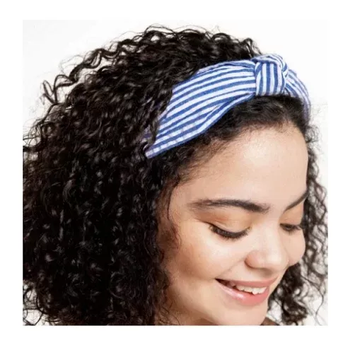 Top Knot Seersucker Headband – Blue