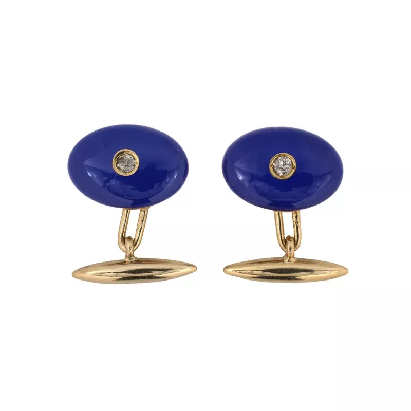 Victorian Larter Enamel & Diamond Cuff Links