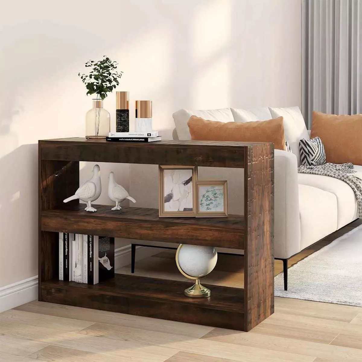 vidaXL Book Cabinet/Room Divider Smoked Oak 100x30x72 cm