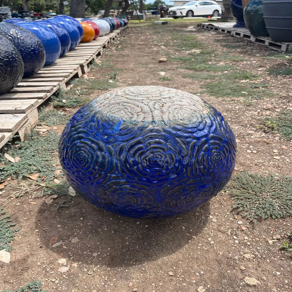Volcanic on Light Blue Rose Sphere