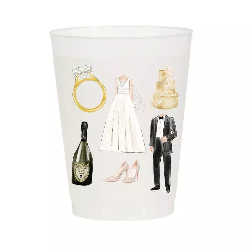 Wedding Icons Reusable Frosted Cups