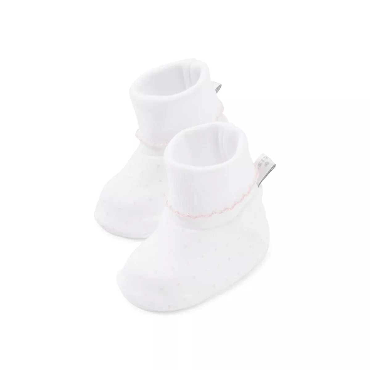 White/Pink New Kissy Dots Print Booties
